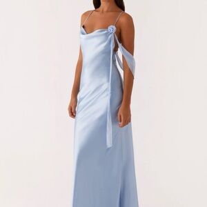 PepperMayo Too Sweet Satin Maxi Dress - Blue